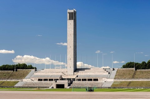 Tribunes of the Maifeld with clock tower and Langemarckhalle