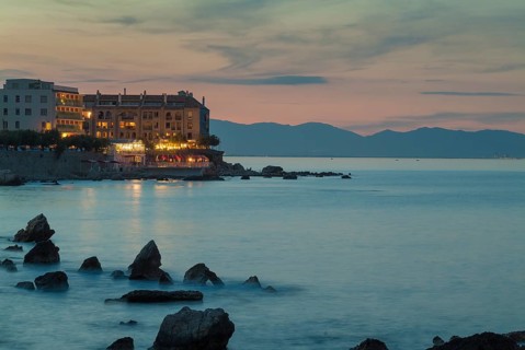 View of L'Escala at dusk