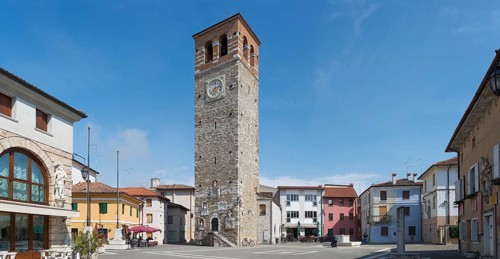 Town square with clock tower