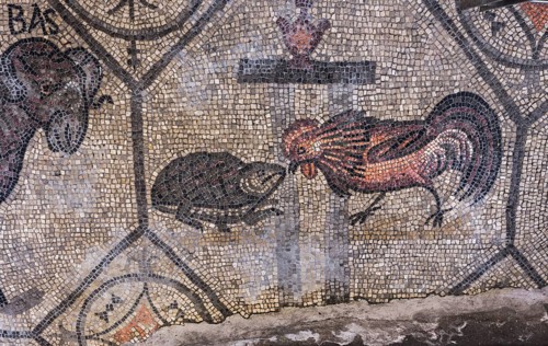 Early Christian mosaic with animal symbolism