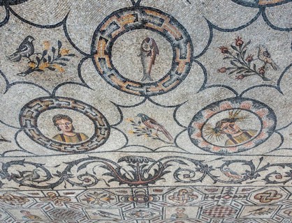 Early Christian mosaic floor with animal symbolism