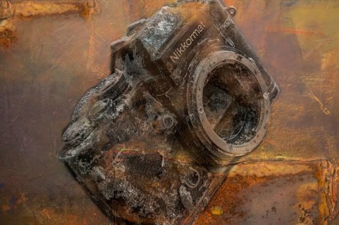 Old rusty analog SLR camera