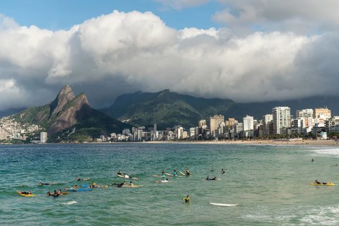 Surfers on Arpoador beach