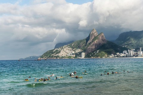 Surfers on Arpoador beach