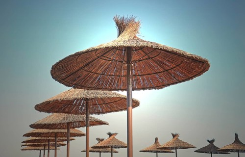 Straw umbrellas