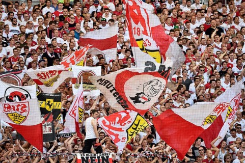 Fan block VfB Stuttgart with flags