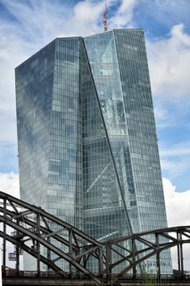 Deutscherrenbrucke bridge with the European Central Bank