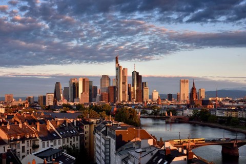 Alte Brucke and Ignatz-Bubis-Brucke bridge against skyline