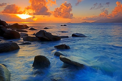 Colourful sunset at Anse Soleil