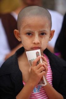 Girl gives money gift
