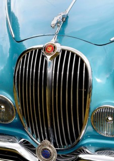 Front of a Jaguar 240 Saloon 1968 vintage car