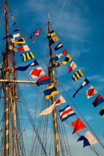 Bunting on the Swedish sailing boats HMS Gladan and HMS Falken