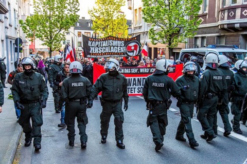 Police at a protest