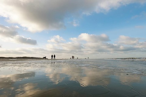 Walkers on the beach of the North Sea island Langeoog
