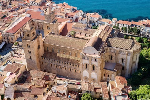View from Rocca di Cefalu on Cefalu Cathedral and historic centre
