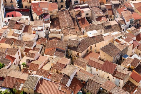 View from Rocca di Cefalu on the roofs of the historic centre