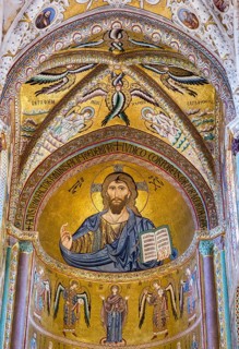 Christ Pantocrator mosaic in Byzantine style