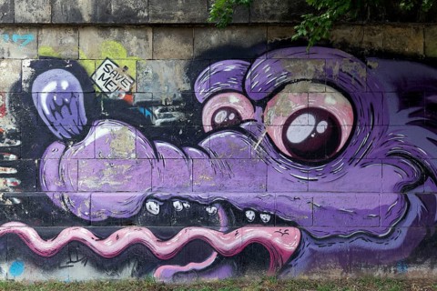Purple comic crocodile