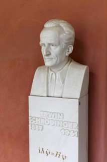 Bust of the Austrian physicist and Nobel laureate Erwin Schrodinger