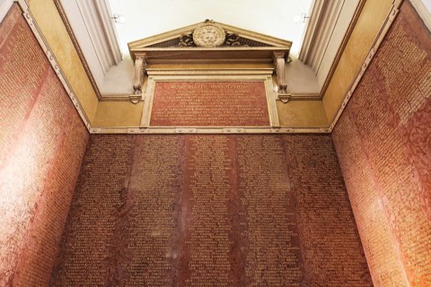 Table with the names of all university rector since the foundation in 1365