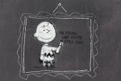 Cartoon character Charlie Brown with funny saying