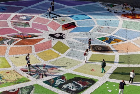 Street art mosaic at Gustaf-Grundgens-Platz