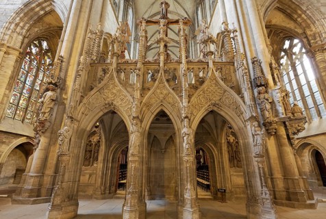 Gothic rood screen with triumphal cross group Halberstadt Cathedral St. Stephen and St. Situs