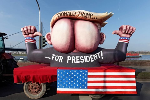 Presidential candidate Donald Trump as an ass with quiff