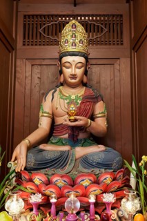 Altar with statue of Bodhisattva Akasagarbha
