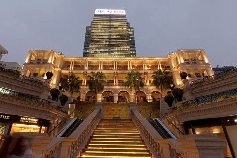 Staircase to the luxury hotel Hullet House at the mall 1881 Heritage