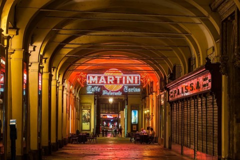 Cafe Torino under the arcades on the Piazza San Carlo