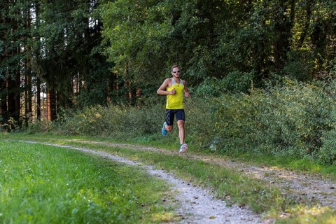 Runner on a forest path