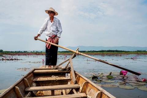 Boatman on the lake