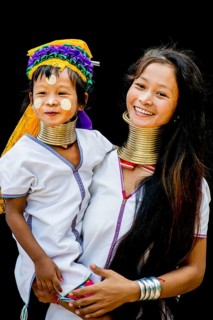 Kayan hill tribe mother and daughter