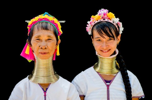 Two Kayan hill tribe women