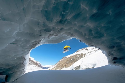 Snowboarding in the ice cave