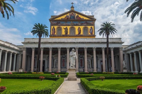 Garden in the cloister of the Basilica of Saint Paul outside the Walls