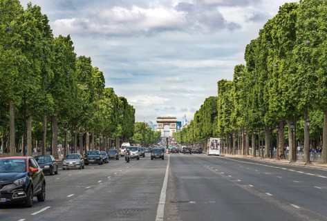 Arc de Triomphe triumphal arch with Champs-Elysees