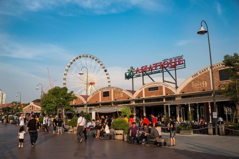 Asiatique Riverfront promenade with Ferris wheel