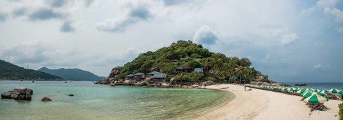 Beach with umbrellas