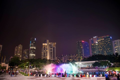 People watching light show