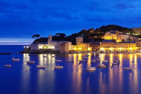 Bay Baia del Silenzio with Chiesa di San Nicolo church