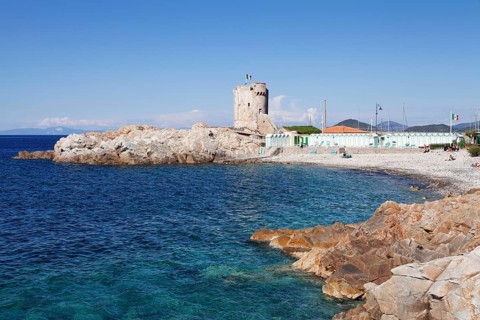La Fenicia beach and Torre Pisana tower