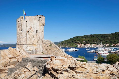 Harbour of Marciana Marina with Torre Pisana tower