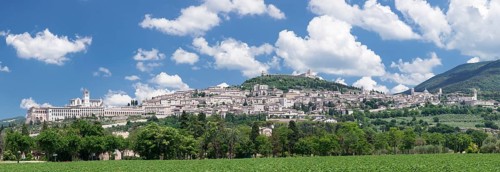 Assisi with Basilica of San Francesco and the Rocca Maggiore
