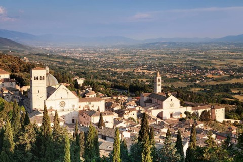 View of Assisi with the Cathedral of San Rufino and the Church of Santa Chiara
