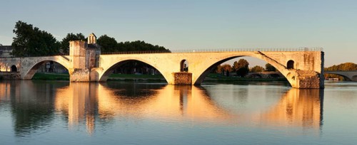 Bridge St. Benezet over the Rhone at sunrise