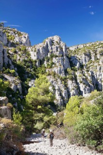 Hikers in Calanques National Park or Parc National des Calanques