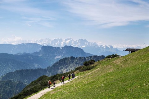 Views from Hochfelln mountain southwards with Horndlwand and Loferer Steinberge mountains