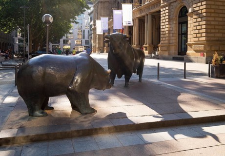 Bronze sculptures bull and bear